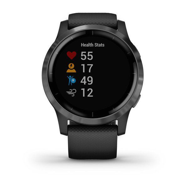 Смарт-часы с GPS Garmin VIVOACTIVE 4 черные с серым безелем