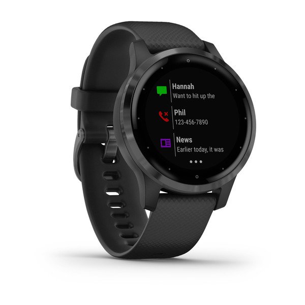 Смарт-часы с GPS Garmin VIVOACTIVE 4S черные с серым безелем