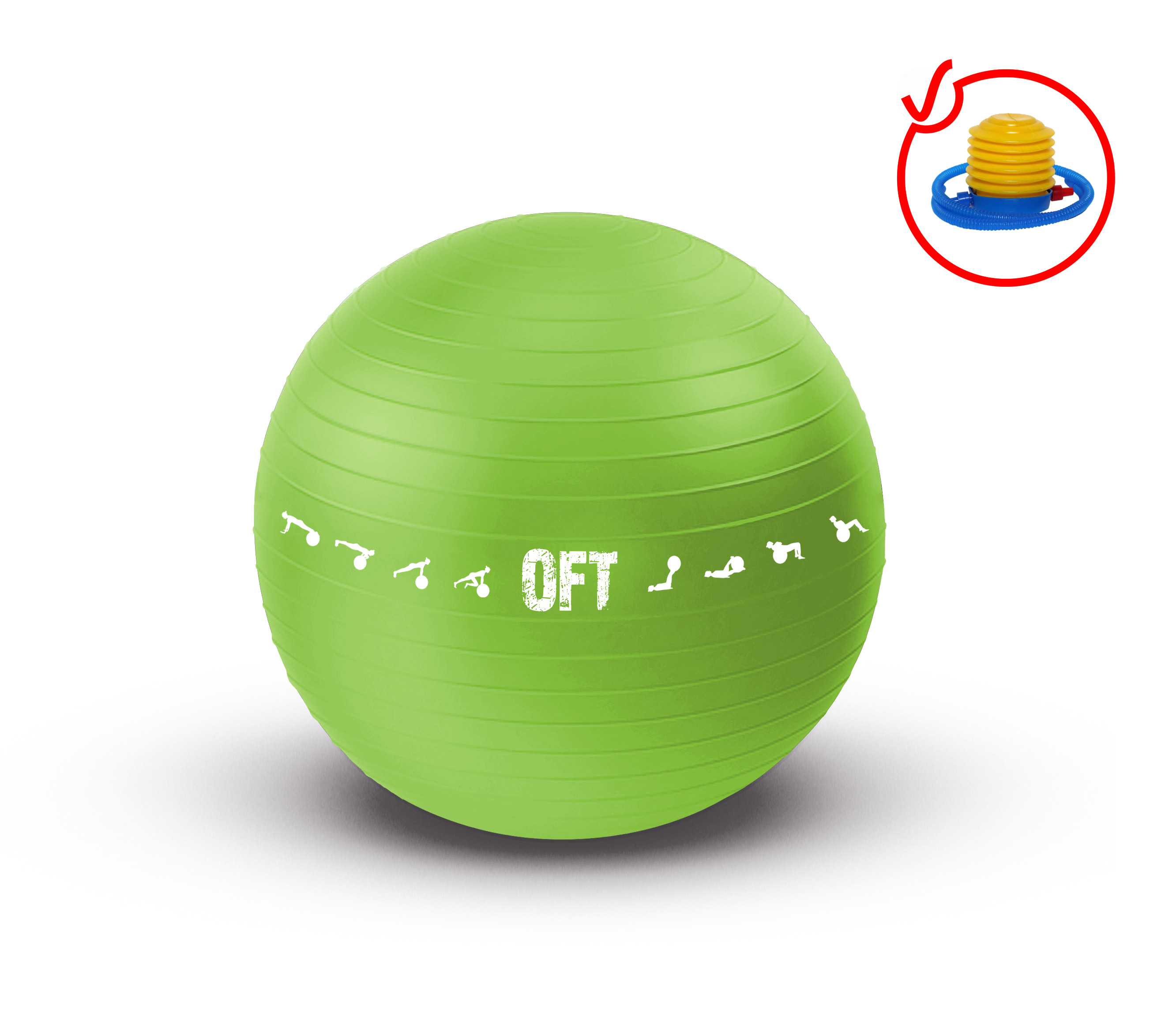 

Гимнастический мяч 65 см для коммерческого использования OriginalFitTools FT-GBPRO-65GN, FitTools FT-GBPRO-65GN