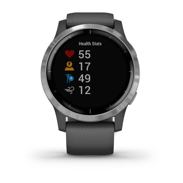 Смарт-часы с GPS Garmin VIVOACTIVE 4 серые с серебристым безелем