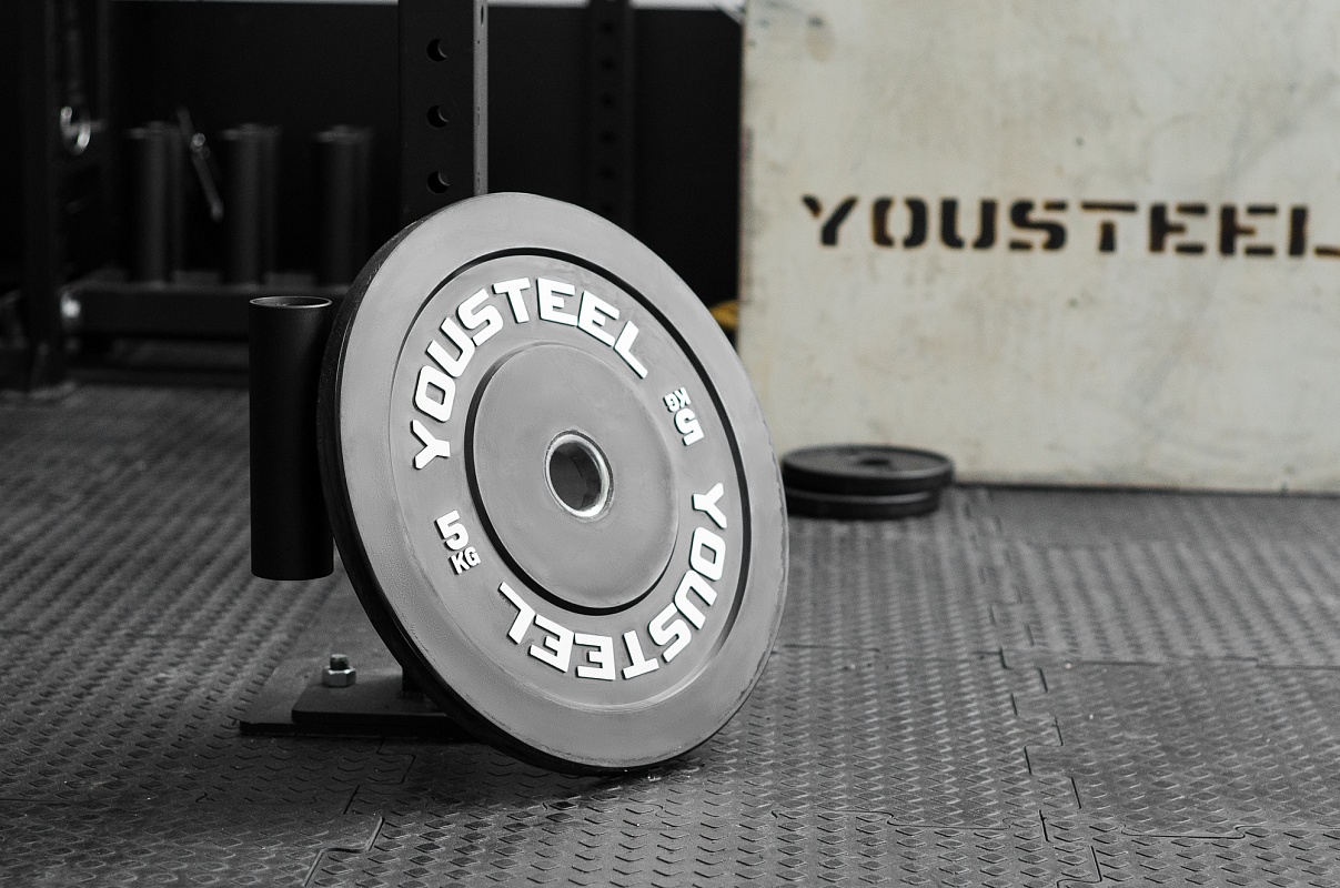 

Диски для штанги каучуковые бамперные Yousteel черные 5 кг, черные 5 кг