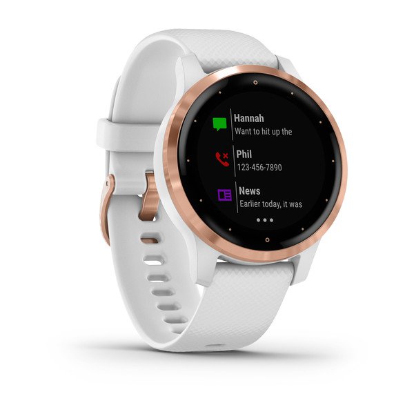 Смарт-часы с GPS Garmin VIVOACTIVE 4S белые с золотистым безелем