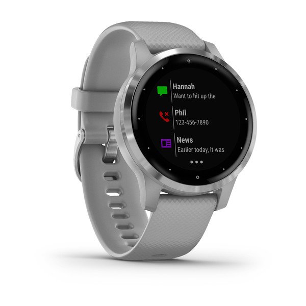 Смарт-часы с GPS Garmin VIVOACTIVE 4S серые с серебристым безелем