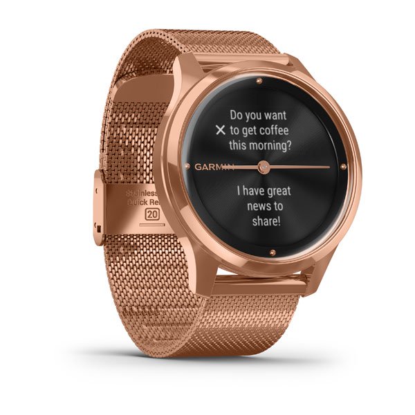 Смарт-часы Garmin VIVOMOVE LUXE розовое золото PVD 18K с ремешком "миланская петля"